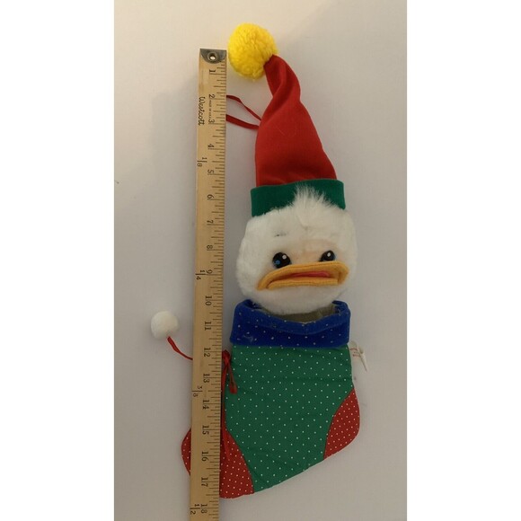 Vintage Christmas Stocking Duck Santa Hat Well Made Toy Happiness Aid 1980s - Picture 3 of 12
